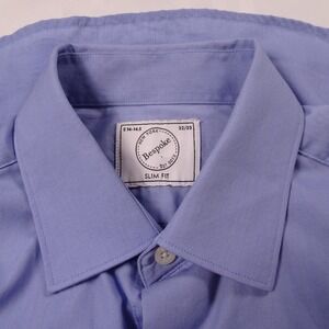 Bespoke Blue Long Sleeve Men's Button Down Shirt 14-14.5 32/33. Slim Fit